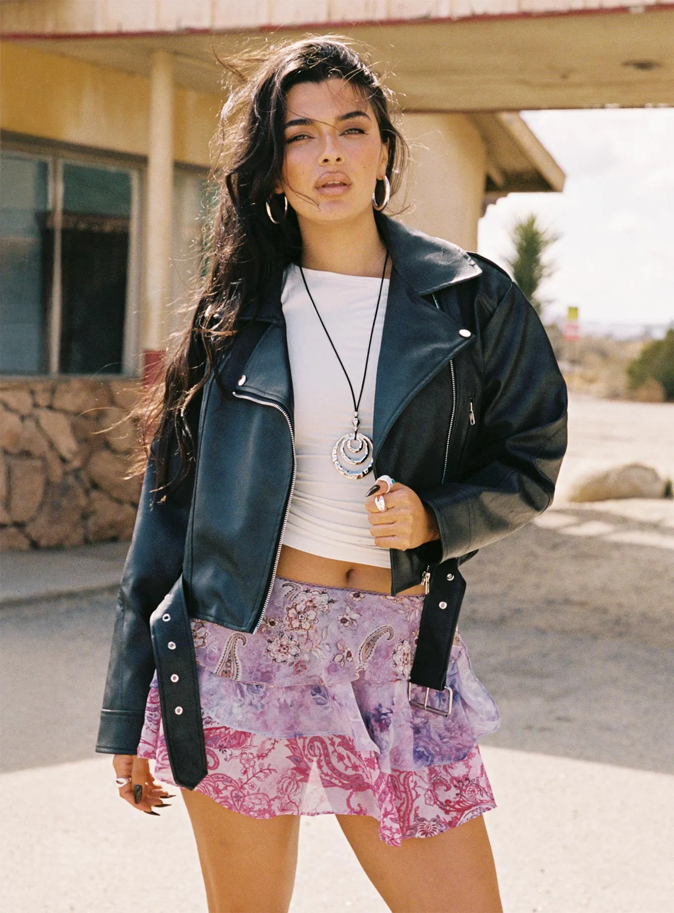 Mystica Layered Mini Skirt Pink Multi sold by Princess Polly