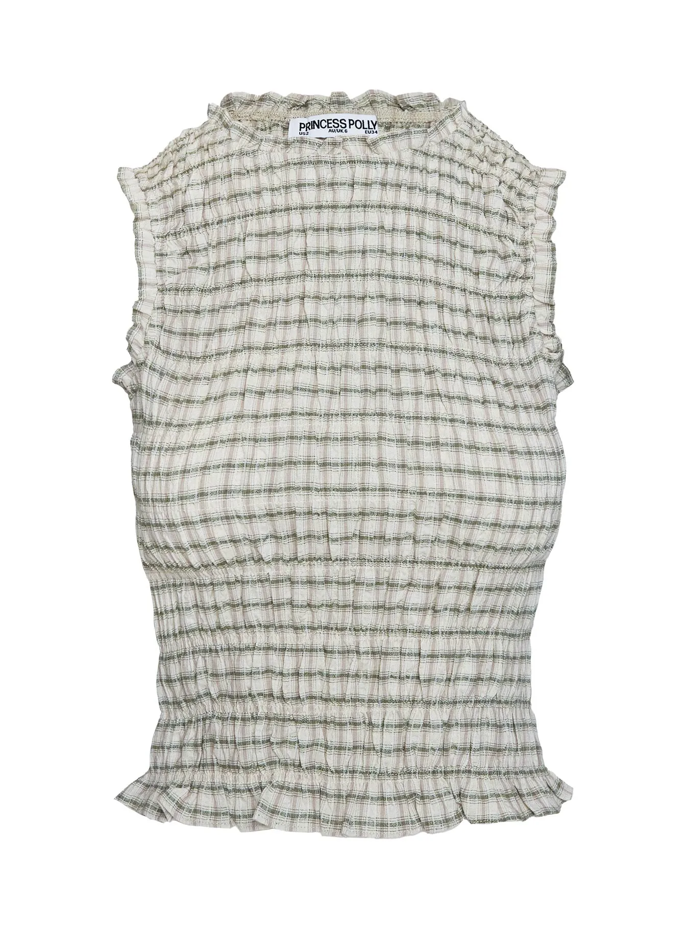Mousie Ruched Top Cream Plaid sold by Princess Polly product image thumbnail 5