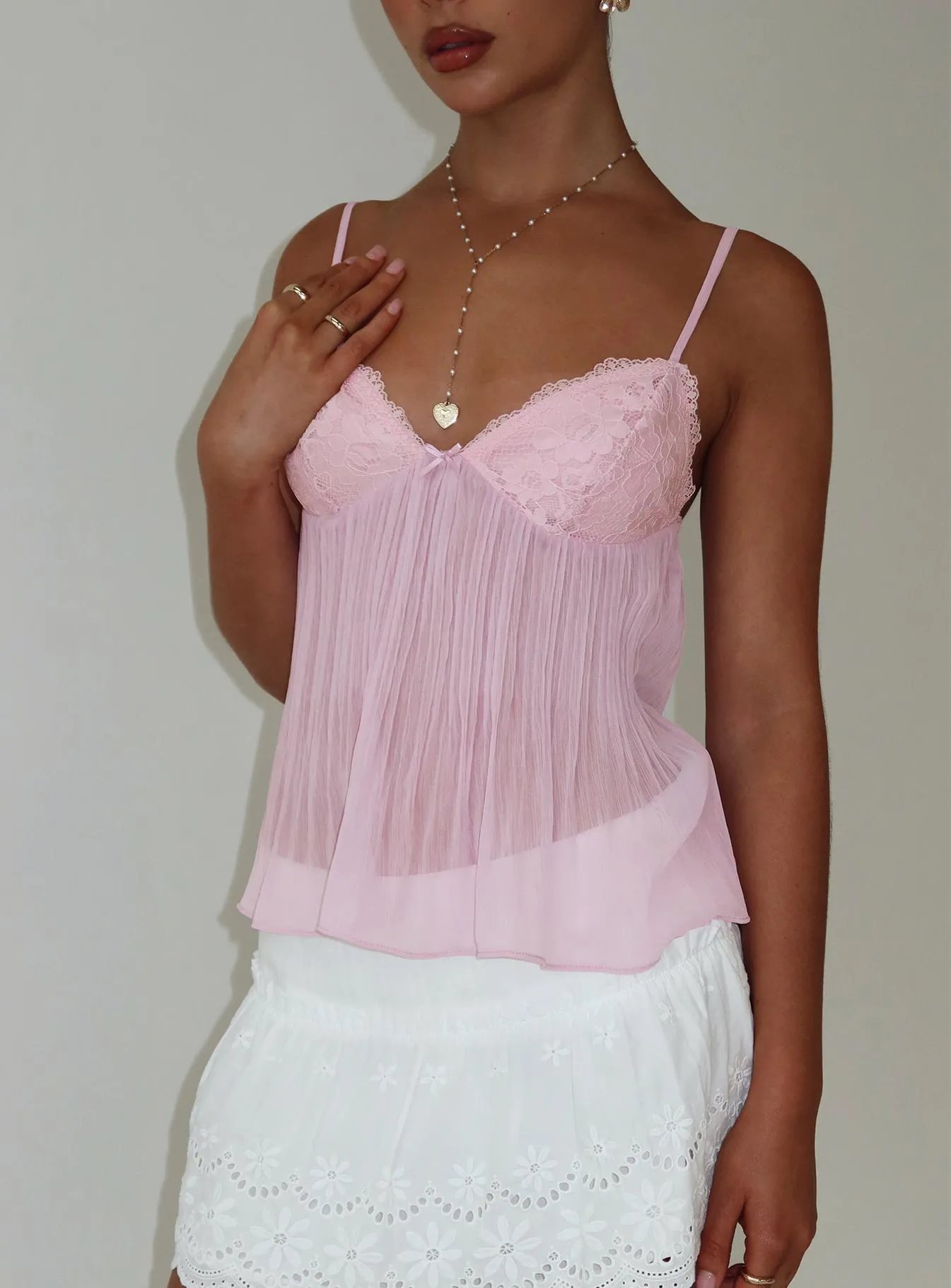 Zami Pleat Top Pink sold by Princess Polly