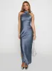 Mordecai Halter Maxi Dress Blue sold by Princess Polly