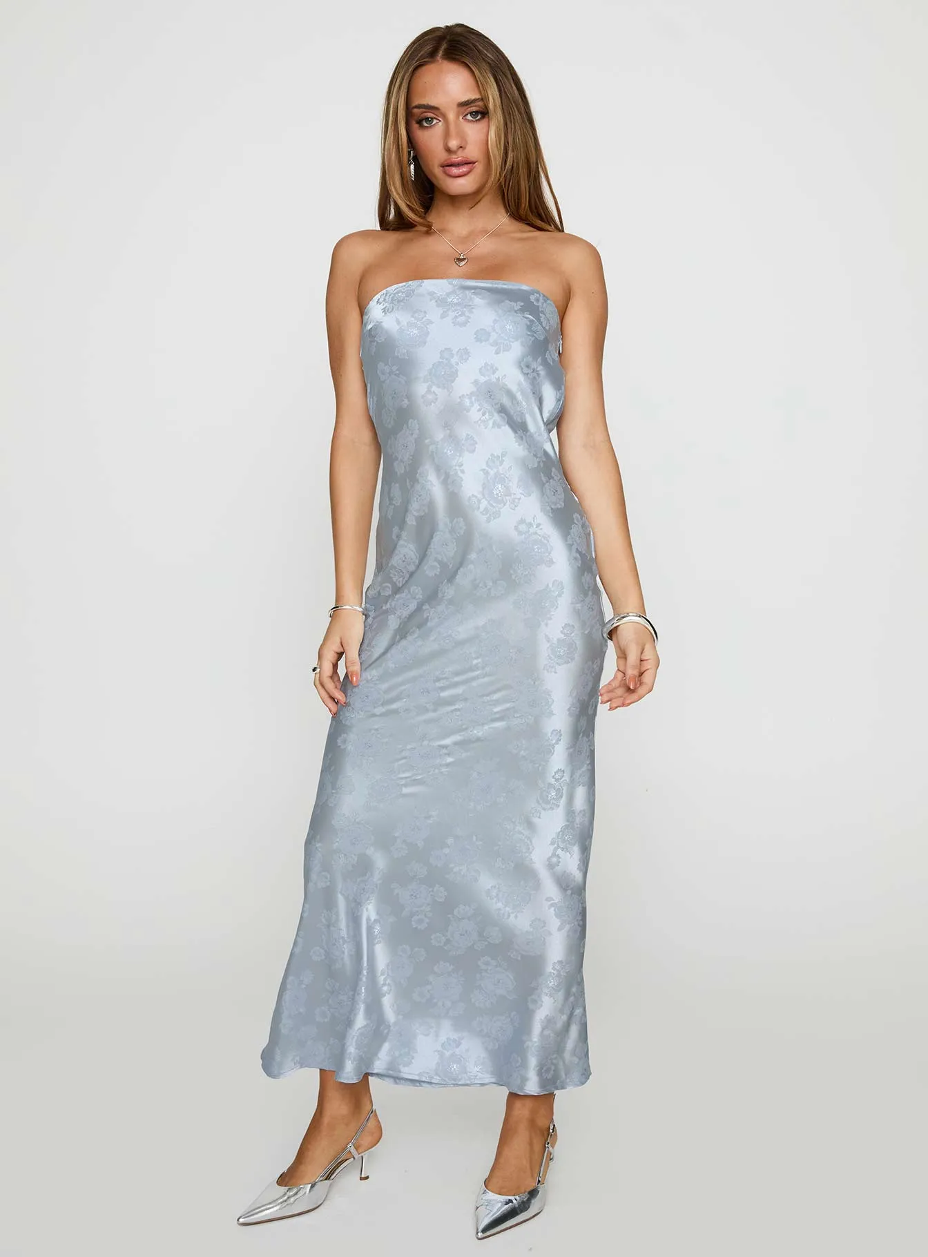 Haley Maxi Dress Blue Jacquard sold by Princess Polly product image thumbnail 2