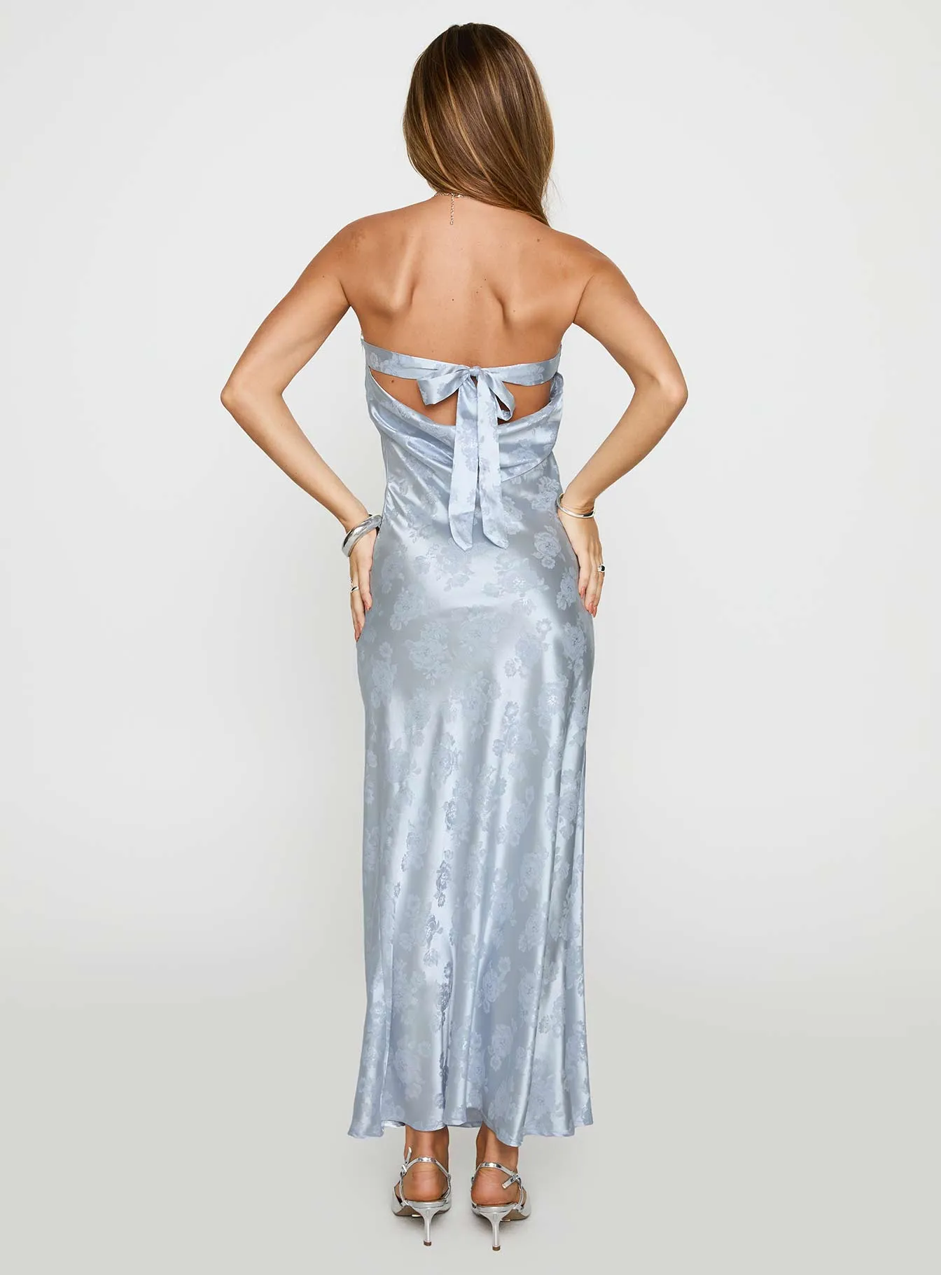 Haley Maxi Dress Blue Jacquard sold by Princess Polly product image thumbnail 4