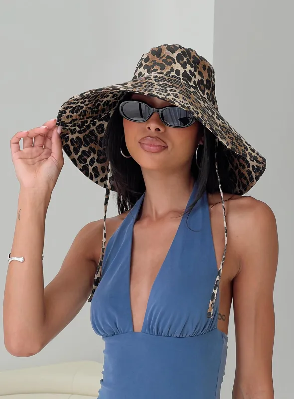Samual Oversized Bucket Hat Leopard sold by Princess Polly
