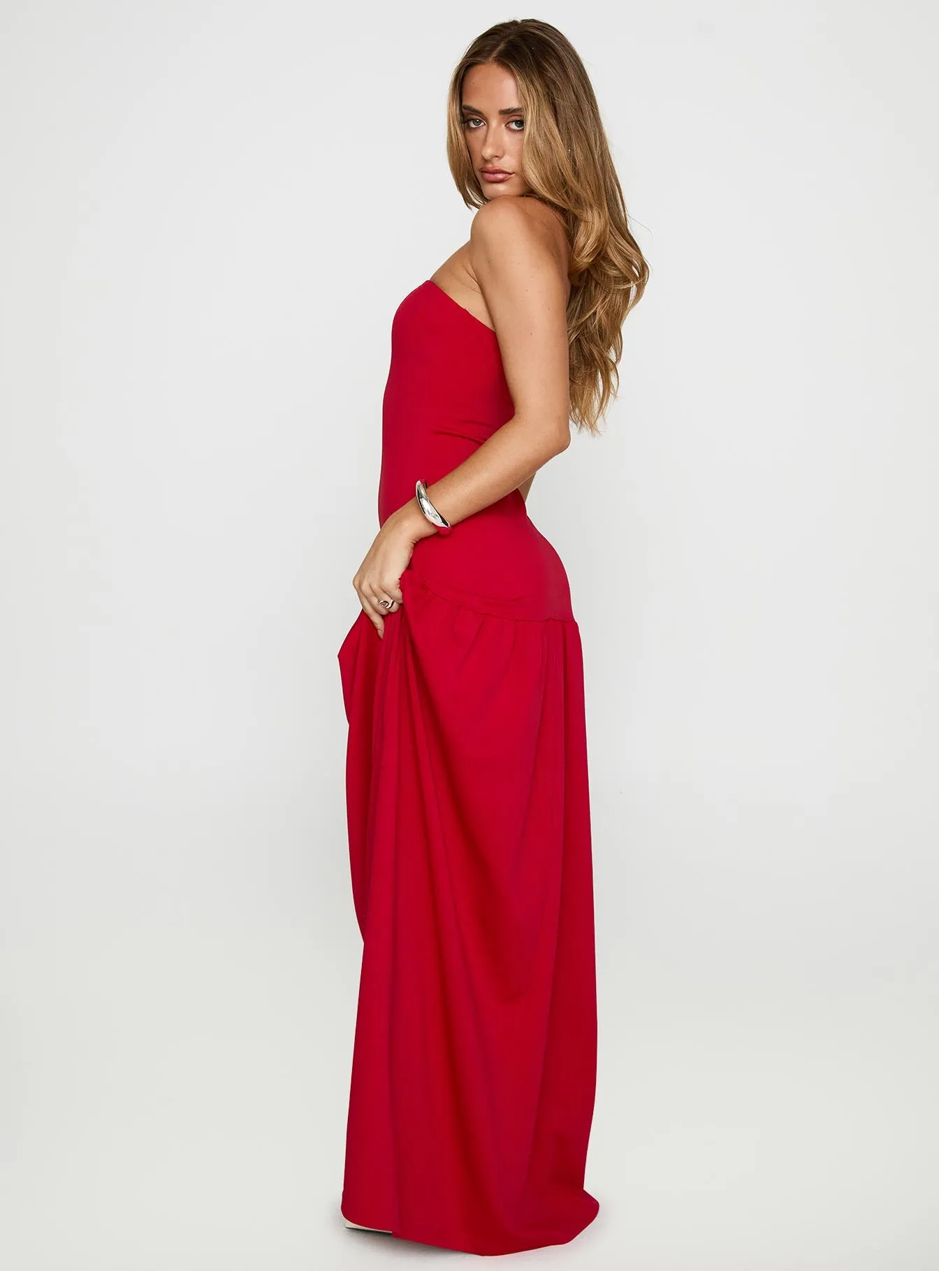 Move Me Strapless Maxi Dress Red sold by Princess Polly product image thumbnail 3