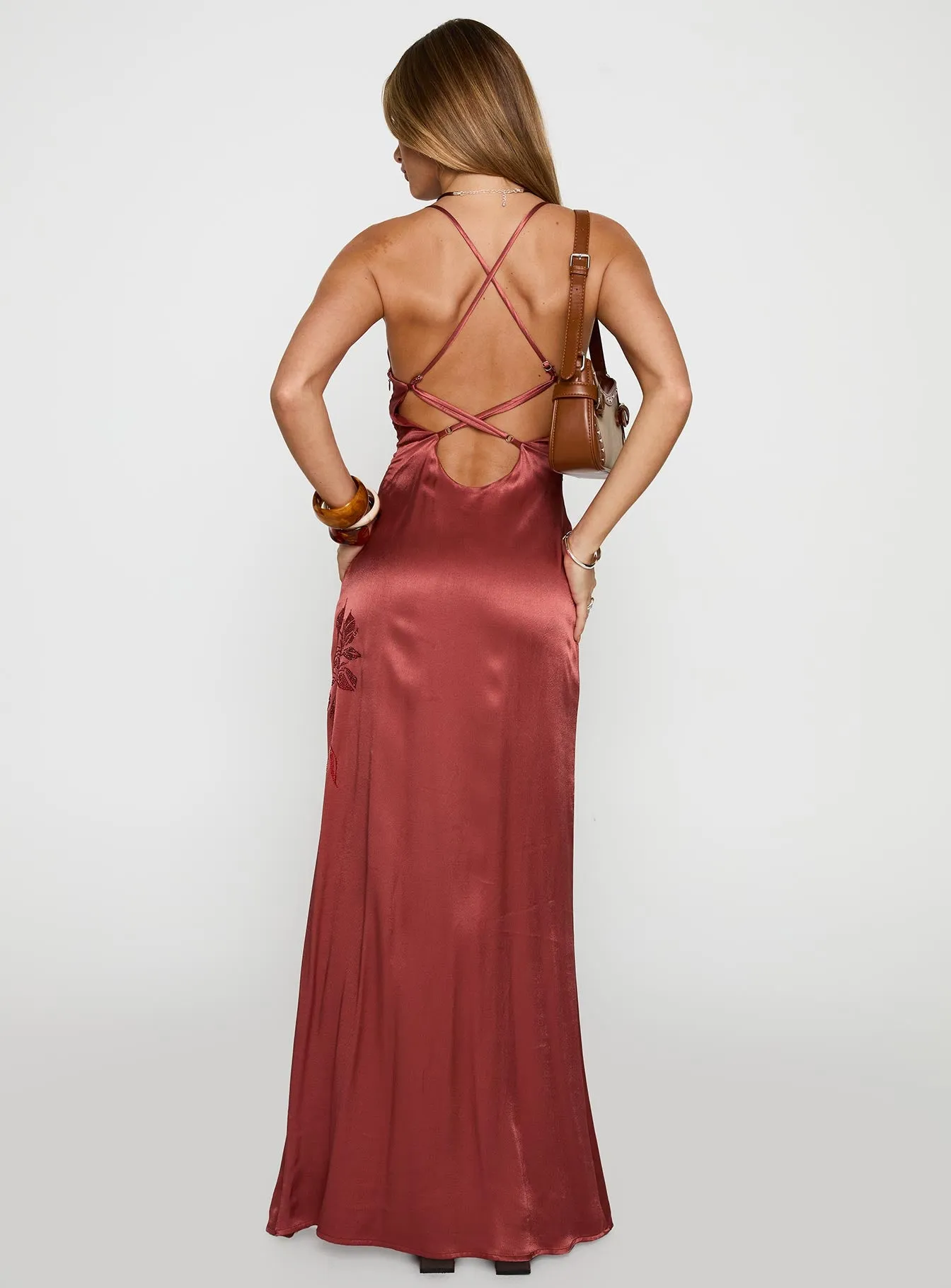Catch You Up Beaded Maxi Dress Red sold by Princess Polly product image thumbnail 4