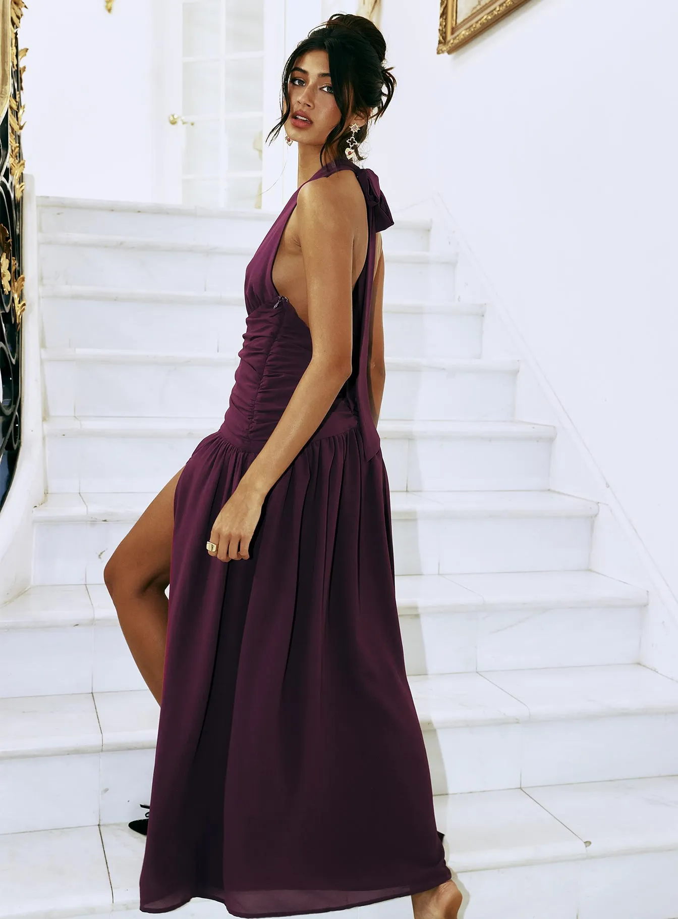 Paolio Halter Maxi Dress Plum sold by Princess Polly product image thumbnail 3
