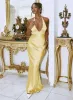 Odyssa Halter Maxi Dress Yellow sold by Princess Polly