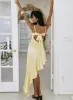 Marielle Asymmetrical Midi Dress Yellow sold by Princess Polly