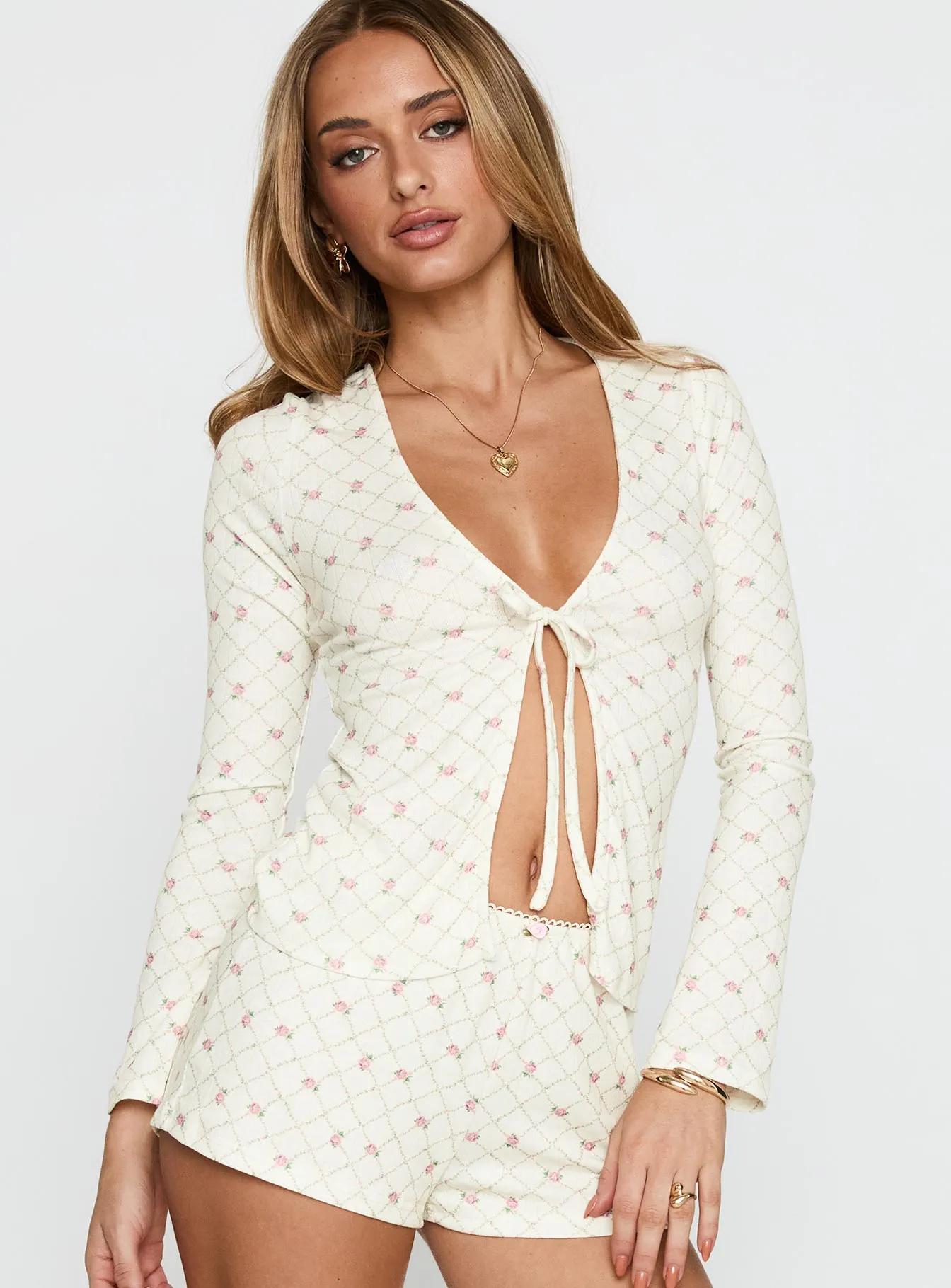 Captivation Tie Up Sleep Cardigan Pink Floral sold by Princess Polly product image thumbnail 2