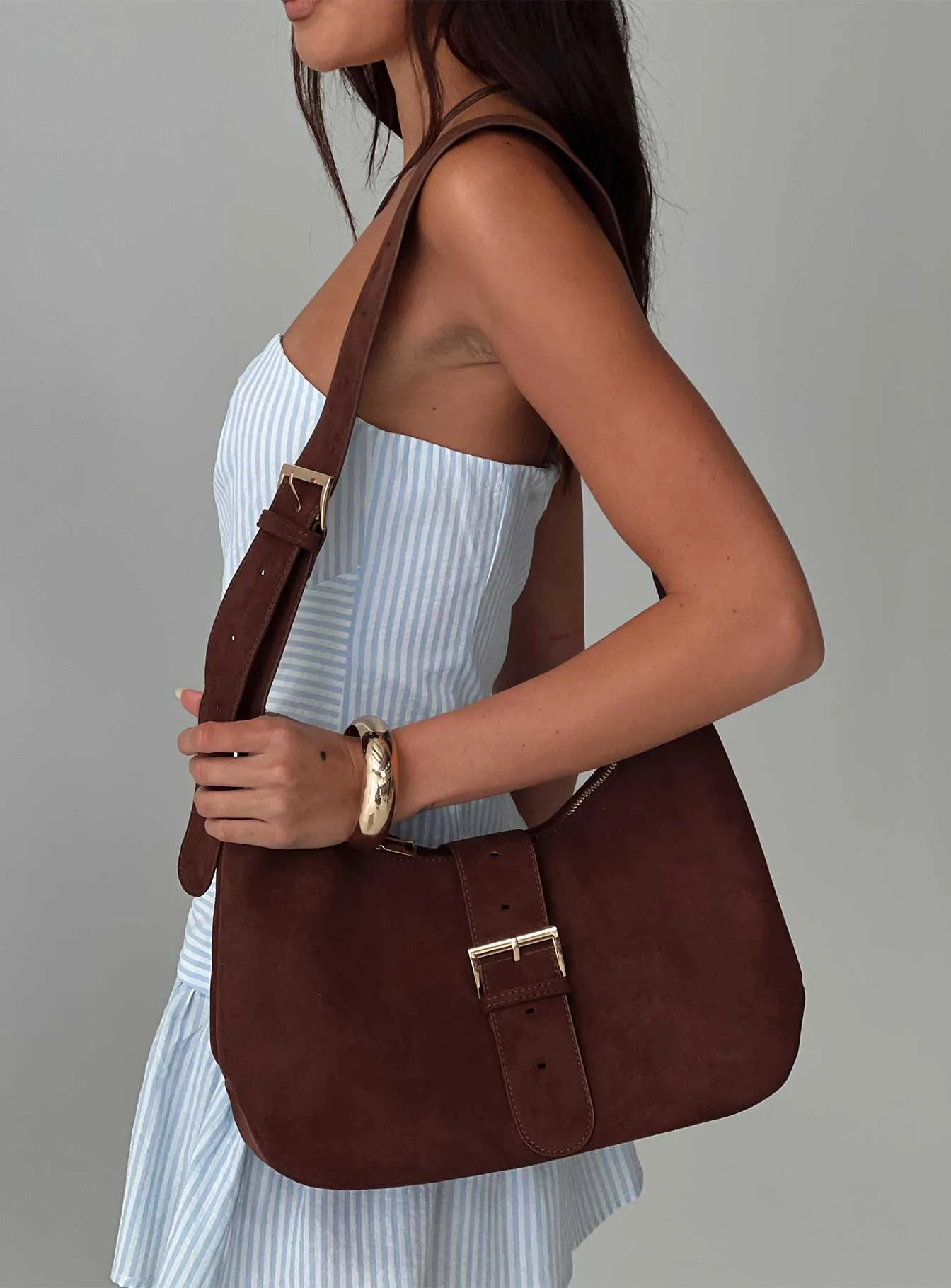 Orange County Faux Suede Bag Brown sold by Princess Polly