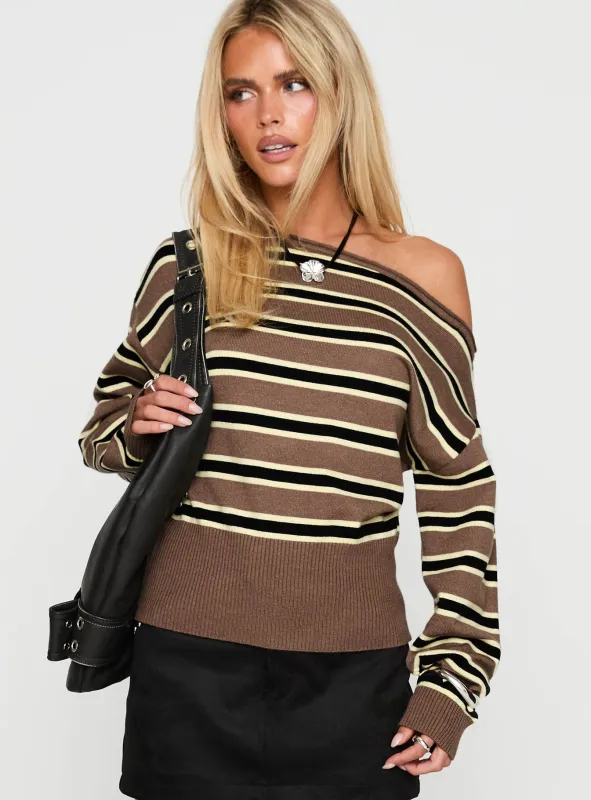 Jalira Jumper Brown Stripe sold by Princess Polly