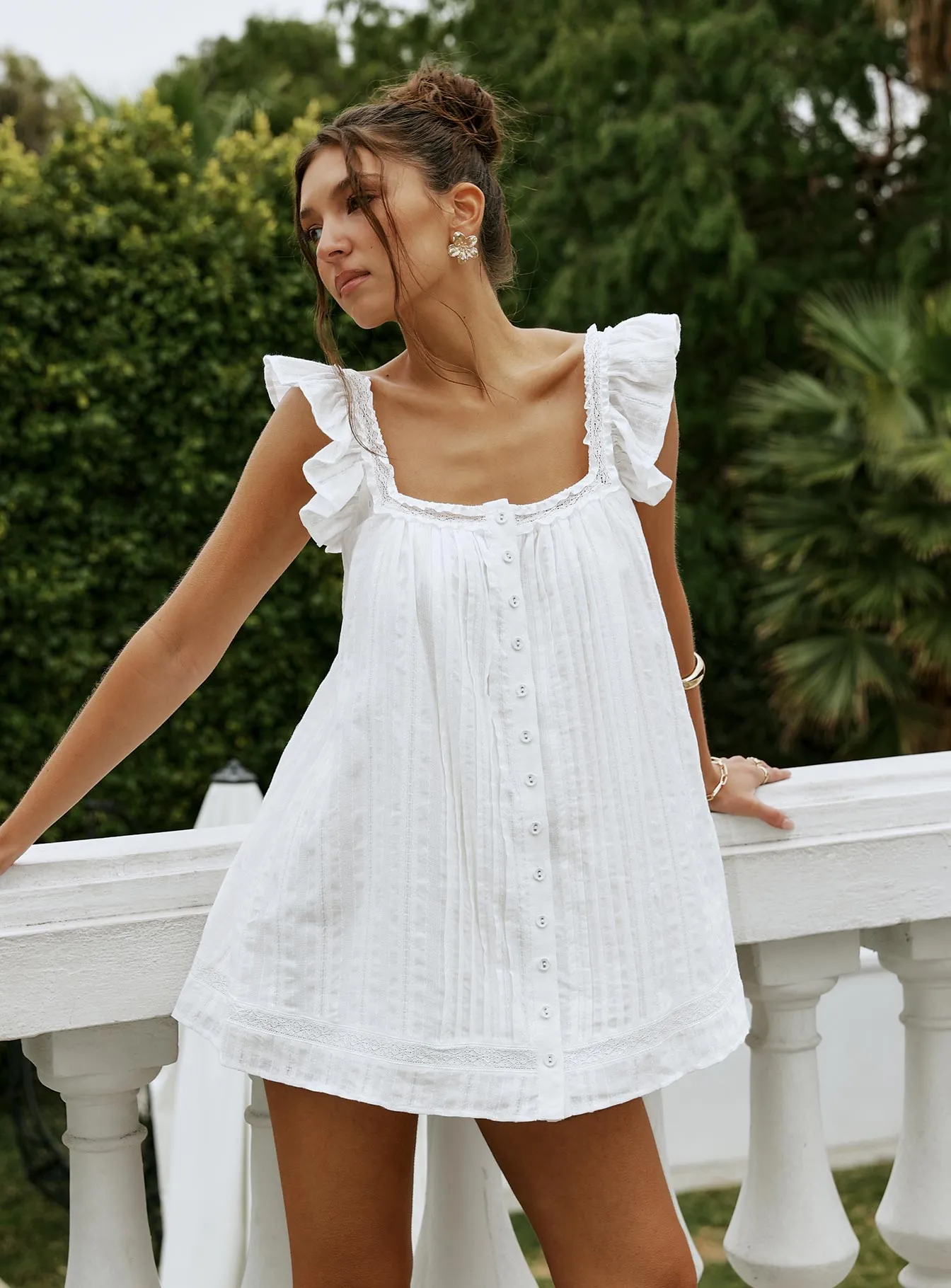 Summerland Broiderie Mini Dress White sold by Princess Polly product image thumbnail 3