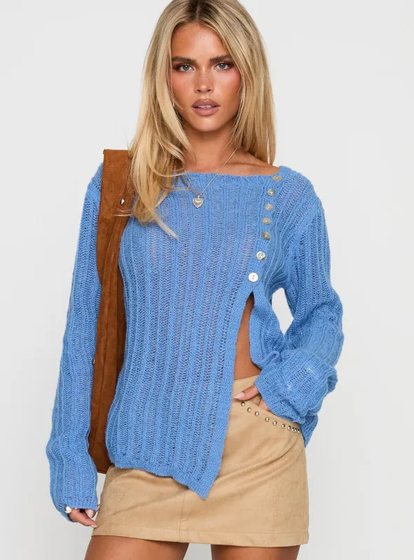 Lenker Knit Jumper Blue sold by Princess Polly