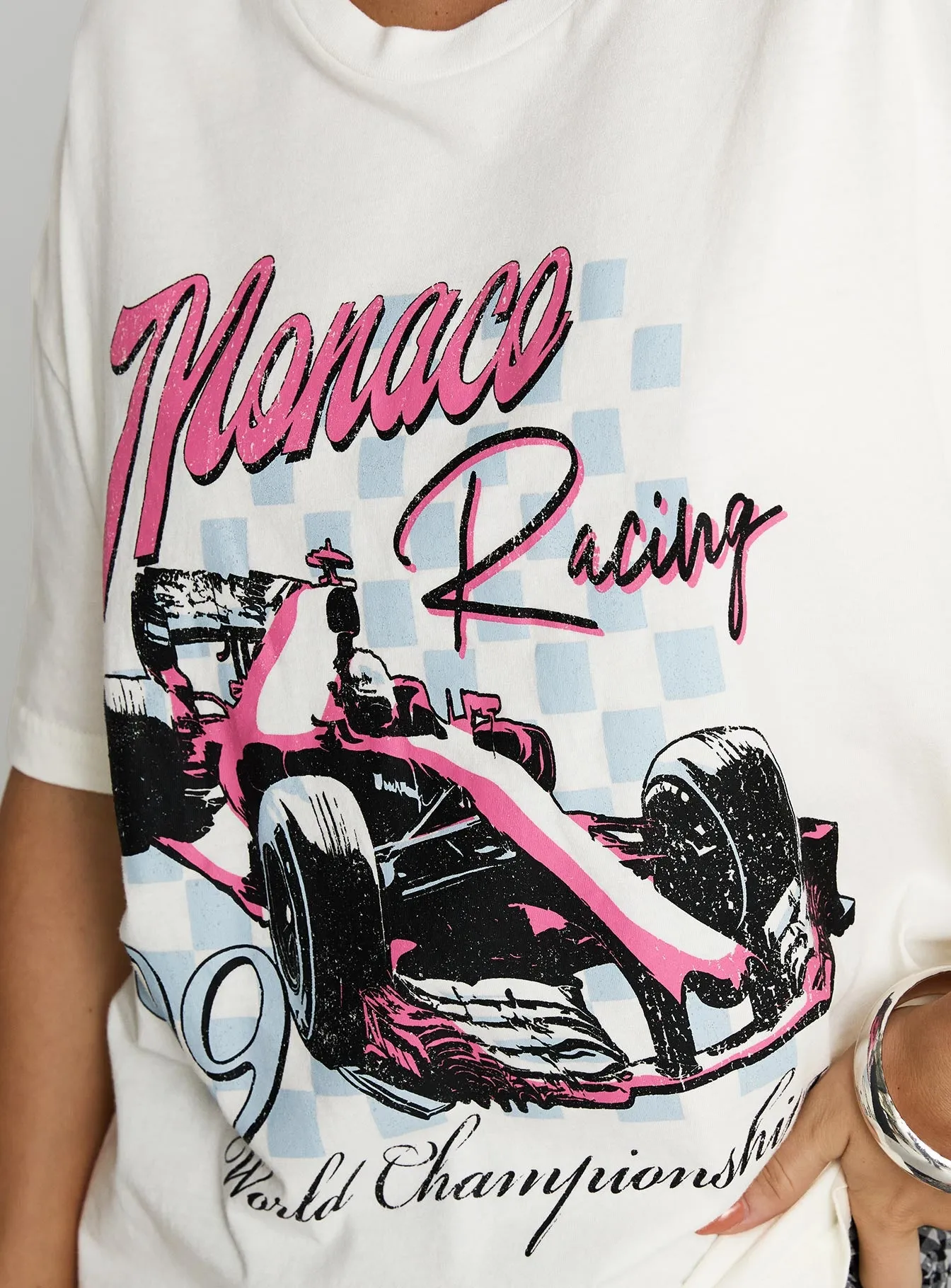 Monaco Racing 99 Oversized Tee White sold by Princess Polly product image thumbnail 5