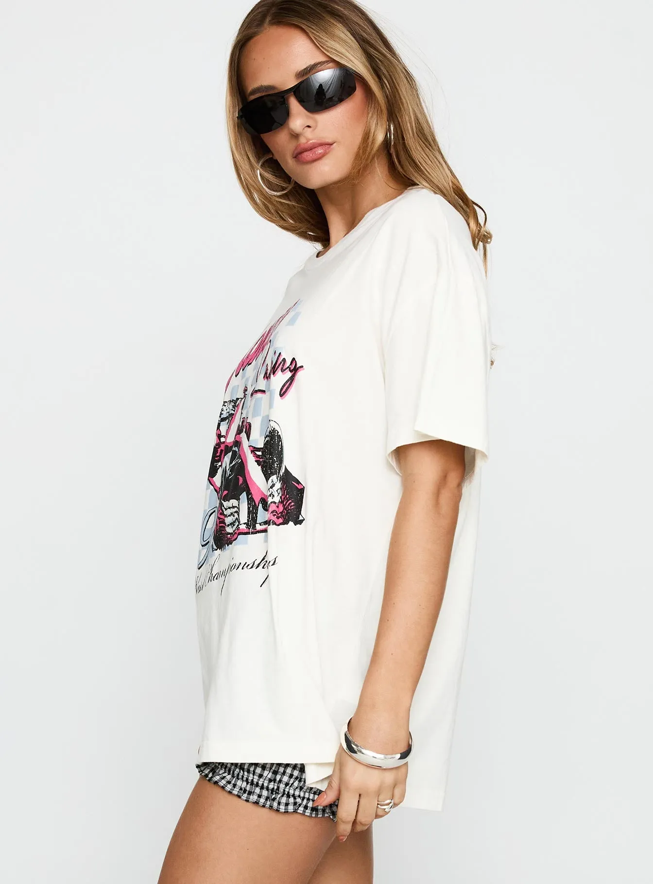 Monaco Racing 99 Oversized Tee White sold by Princess Polly product image thumbnail 3