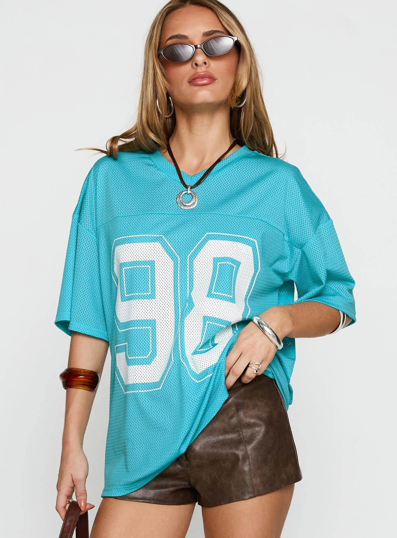 98 Sports Oversized Graphic Tee Blue sold by Princess Polly