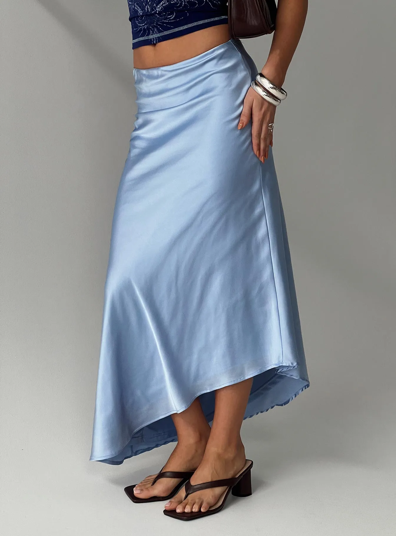 Resistance Asymmetrical Maxi Skirt Blue sold by Princess Polly