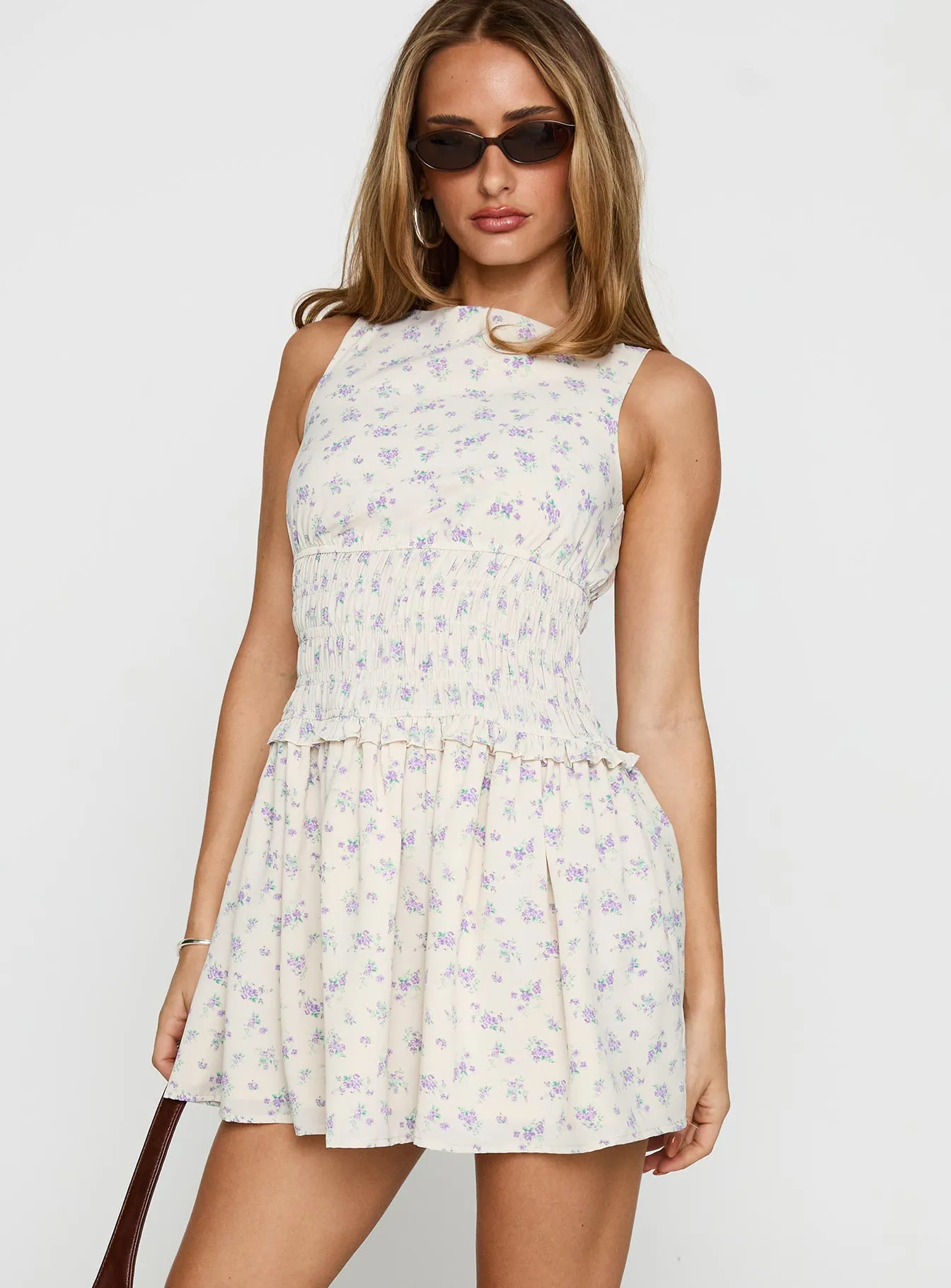 Yennifer Shirred Mini Dress Floral Multi sold by Princess Polly product image thumbnail 2