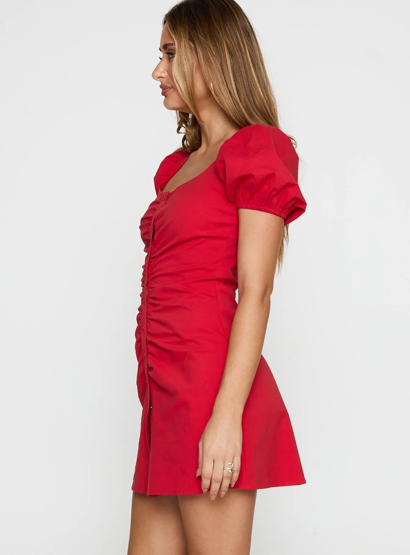 Back To Paris Ruched Mini Dress Red sold by Princess Polly product image thumbnail 3