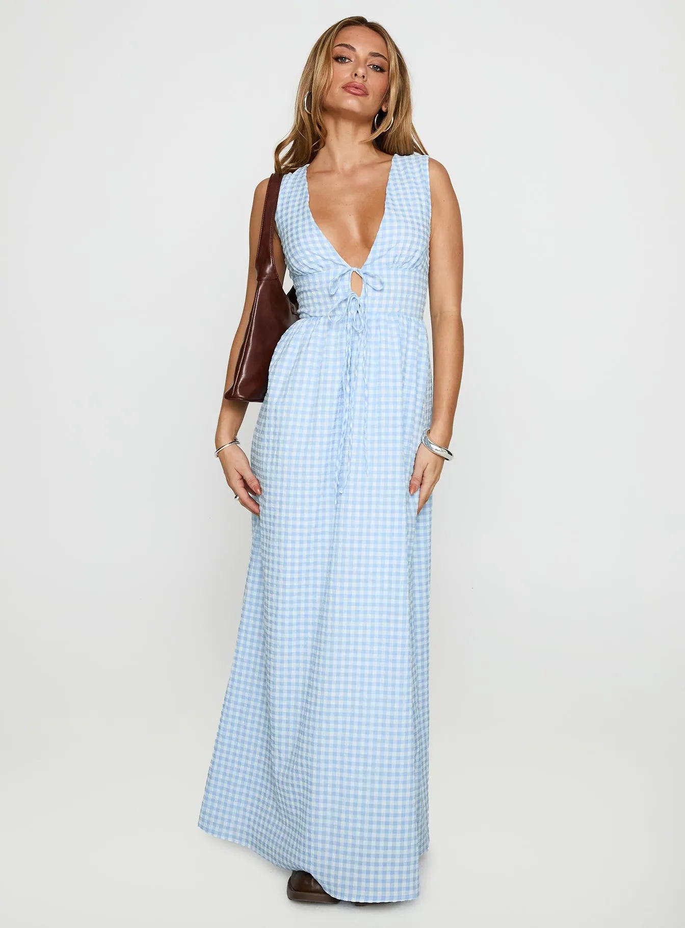 Pokey Maxi Dress Blue Check sold by Princess Polly product image thumbnail 2