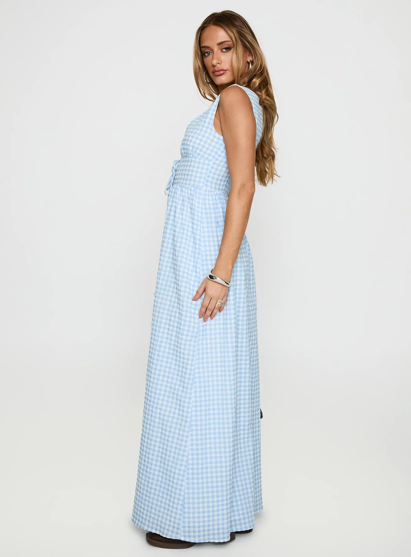 Pokey Maxi Dress Blue Check sold by Princess Polly product image thumbnail 3