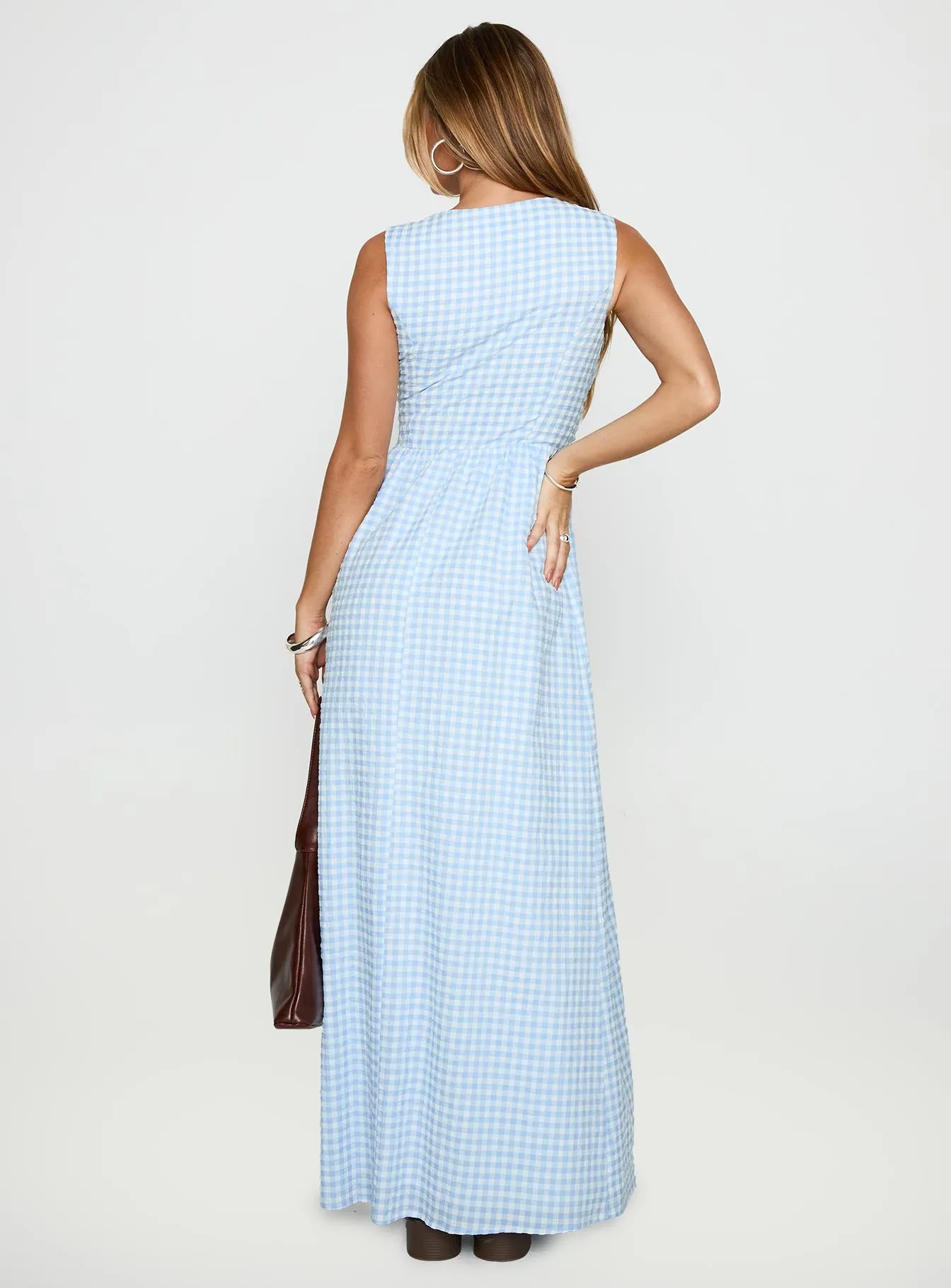 Pokey Maxi Dress Blue Check sold by Princess Polly product image thumbnail 4