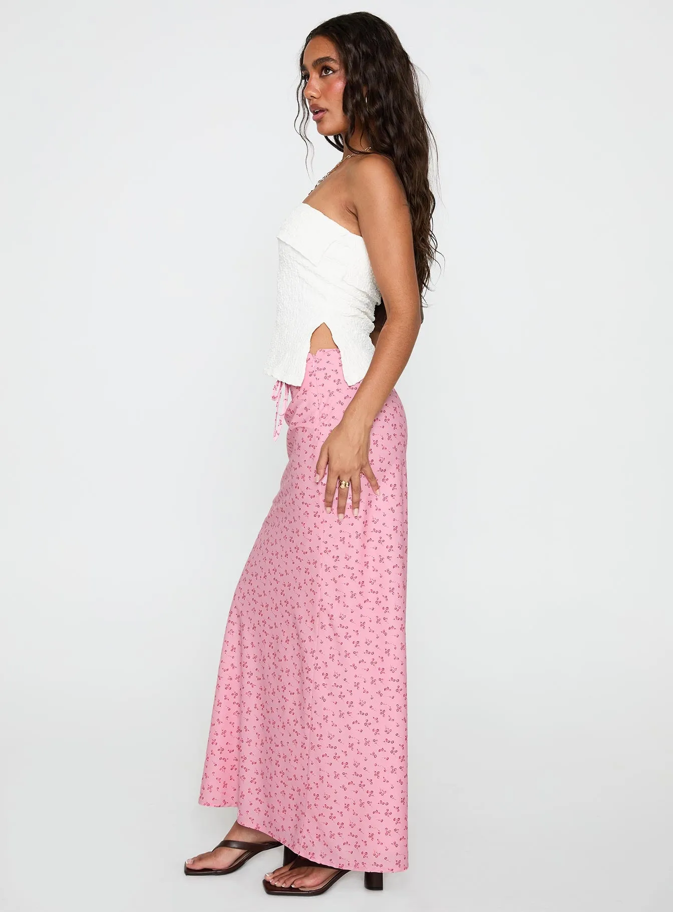 Gorgina Tie Maxi Skirt Pink Multi sold by Princess Polly product image thumbnail 4