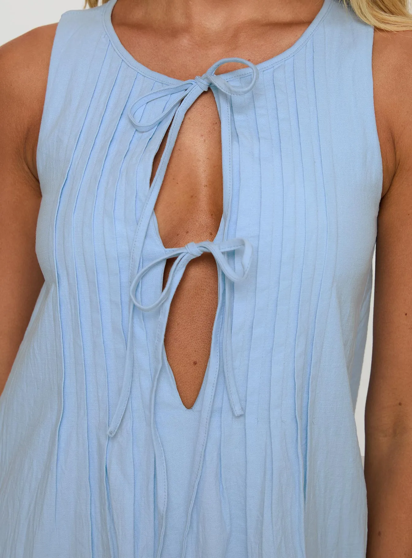 Caddie Tie Mini Dress Blue sold by Princess Polly product image thumbnail 5