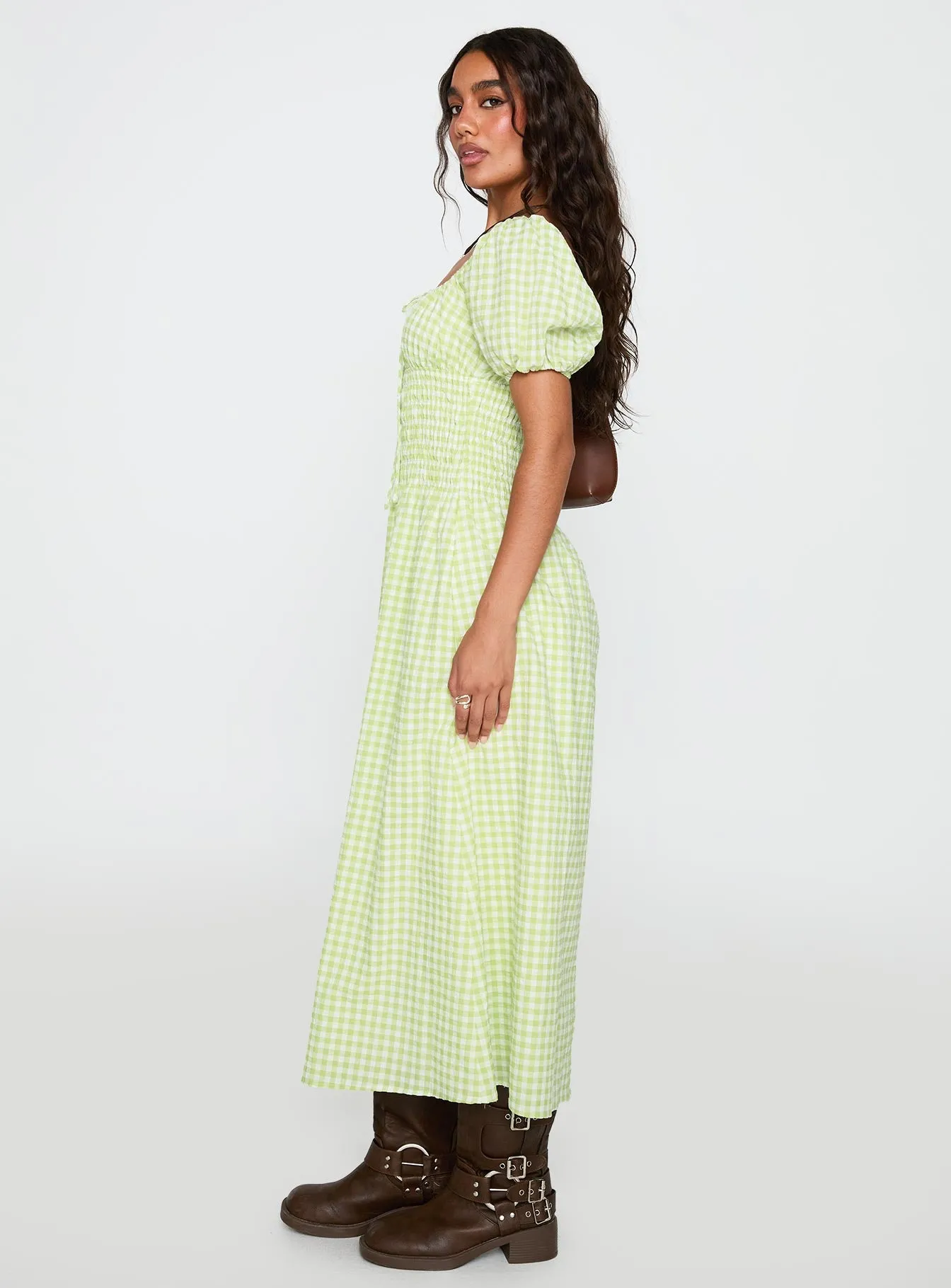 More Than Butterflies Maxi Dress Green Check sold by Princess Polly product image thumbnail 4