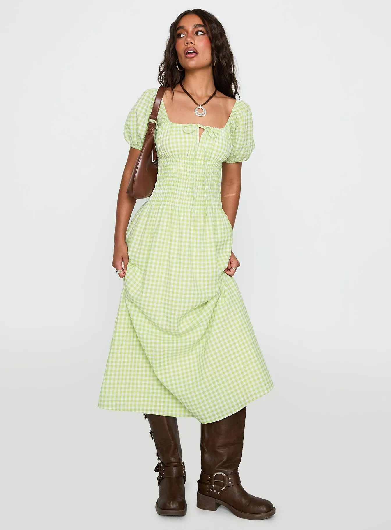 More Than Butterflies Maxi Dress Green Check sold by Princess Polly product image thumbnail 3