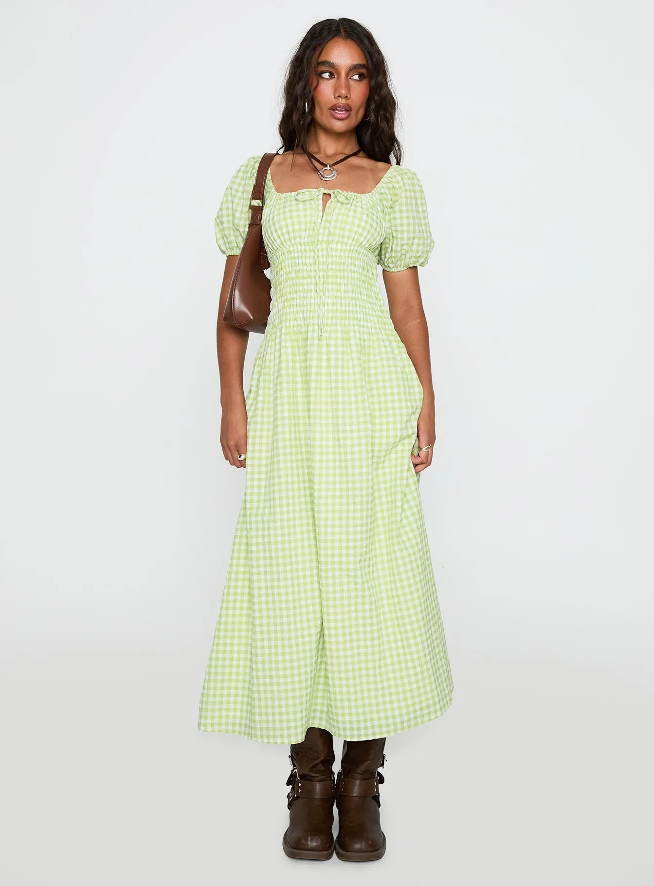 More Than Butterflies Maxi Dress Green Check sold by Princess Polly product image thumbnail 2