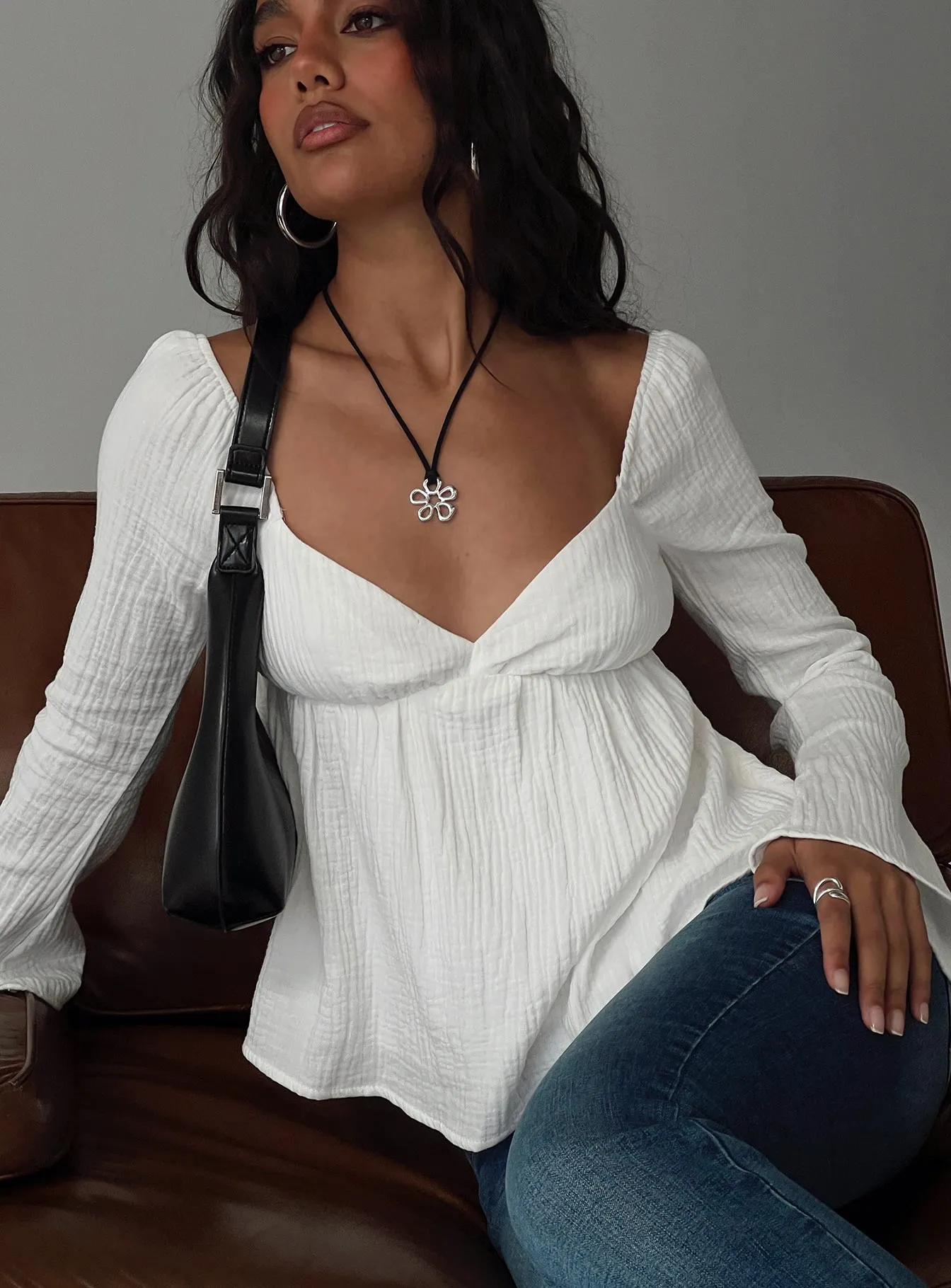 Khalea Long Sleeve Top White sold by Princess Polly