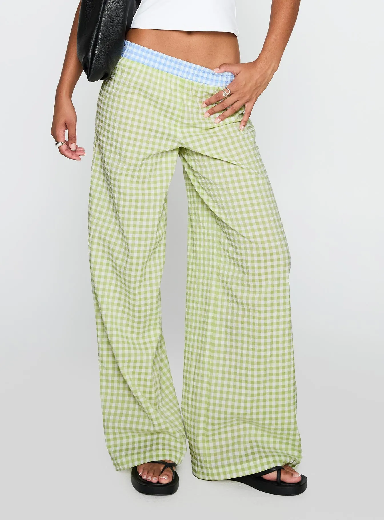 Neevie Wide Leg Pants Green sold by Princess Polly