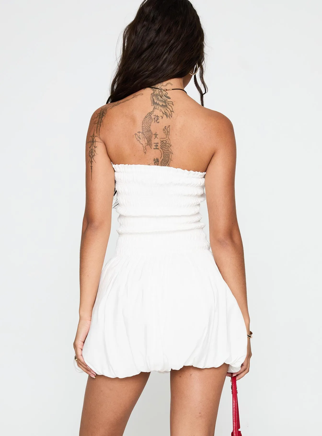Anemone Bubble Hem Mini Dress White sold by Princess Polly product image thumbnail 5