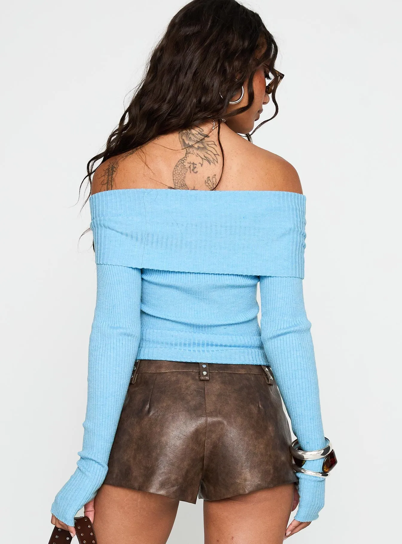 Morley Off Shoulder Sweater Blue sold by Princess Polly product image thumbnail 5