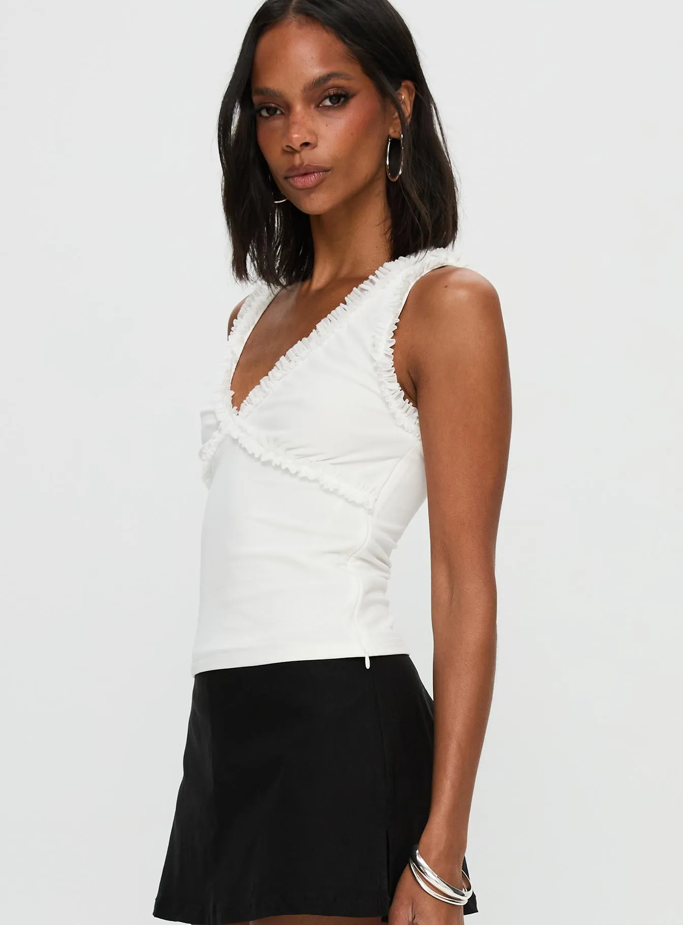 Danyia Frill Top White sold by Princess Polly product image thumbnail 4