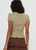 Romelle Shirred Top Green / Brown Plaid sold by Princess Polly