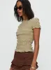 Romelle Shirred Top Green / Brown Plaid sold by Princess Polly
