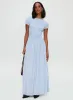 Wendelin Shirred Maxi Dress Blue Stripe sold by Princess Polly