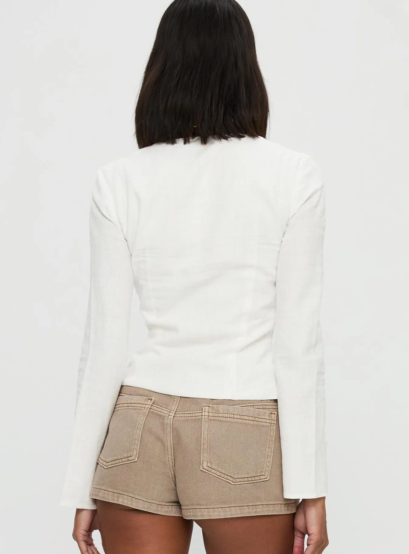 Clouded Linen Long Sleeve Top White sold by Princess Polly product image thumbnail 5