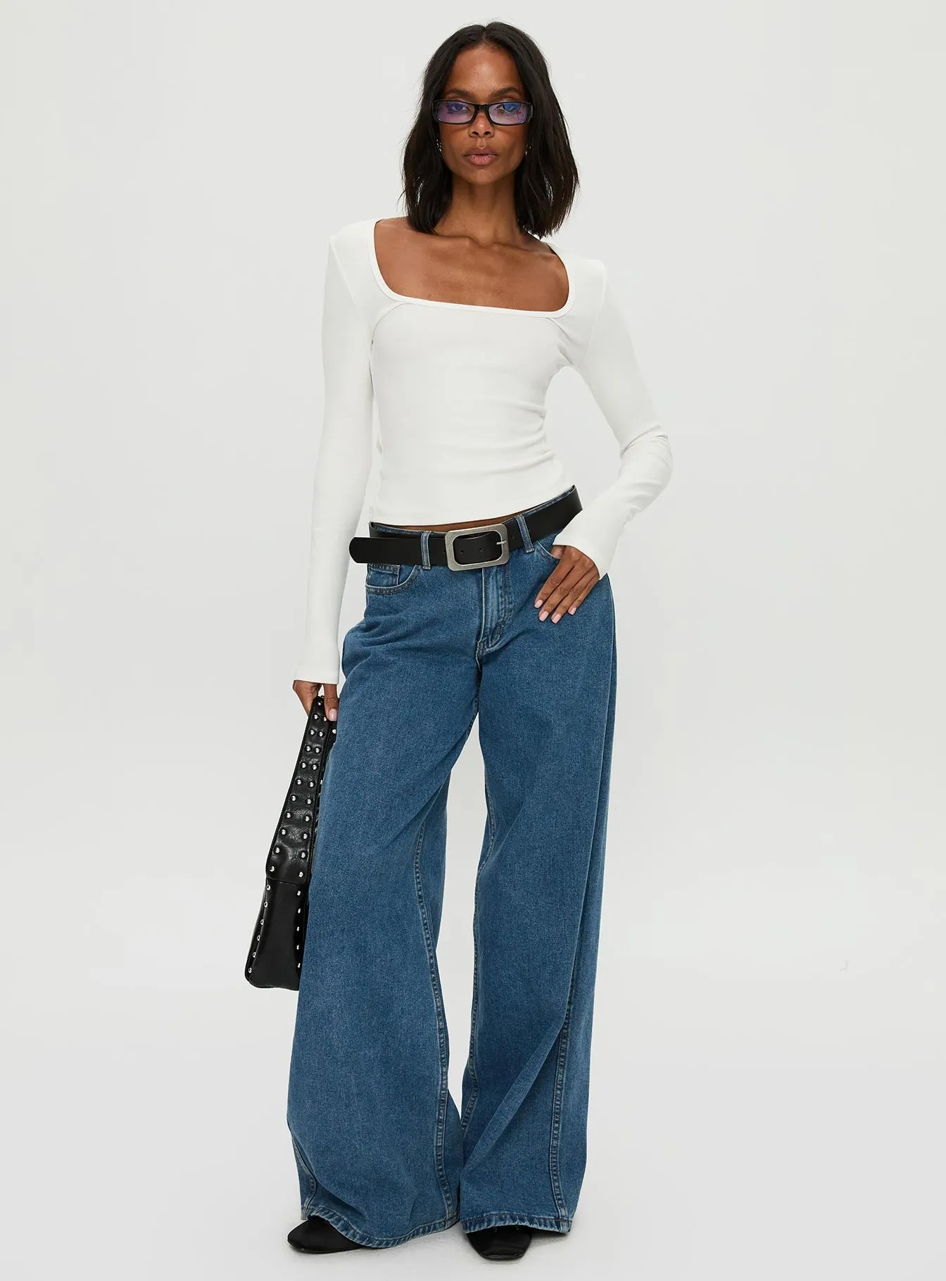 Baseline Rib Long Sleeve Top White sold by Princess Polly product image thumbnail 3