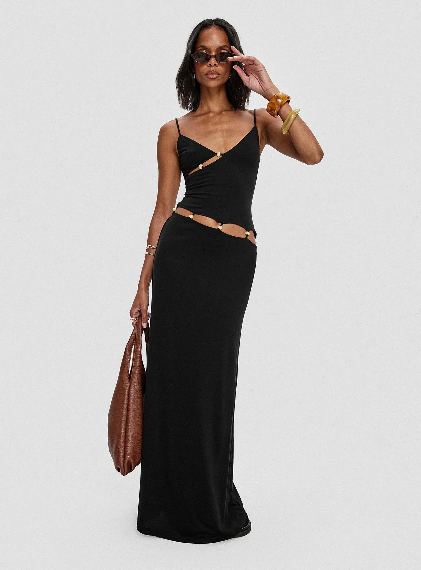 Allspice Beaded Maxi Dress Black sold by Princess Polly