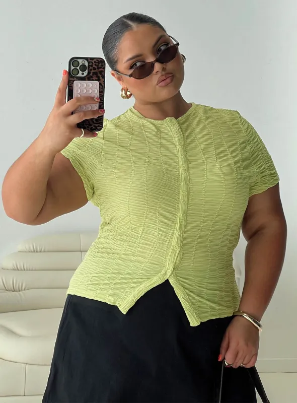 Suzu Textured Top Green Curve sold by Princess Polly