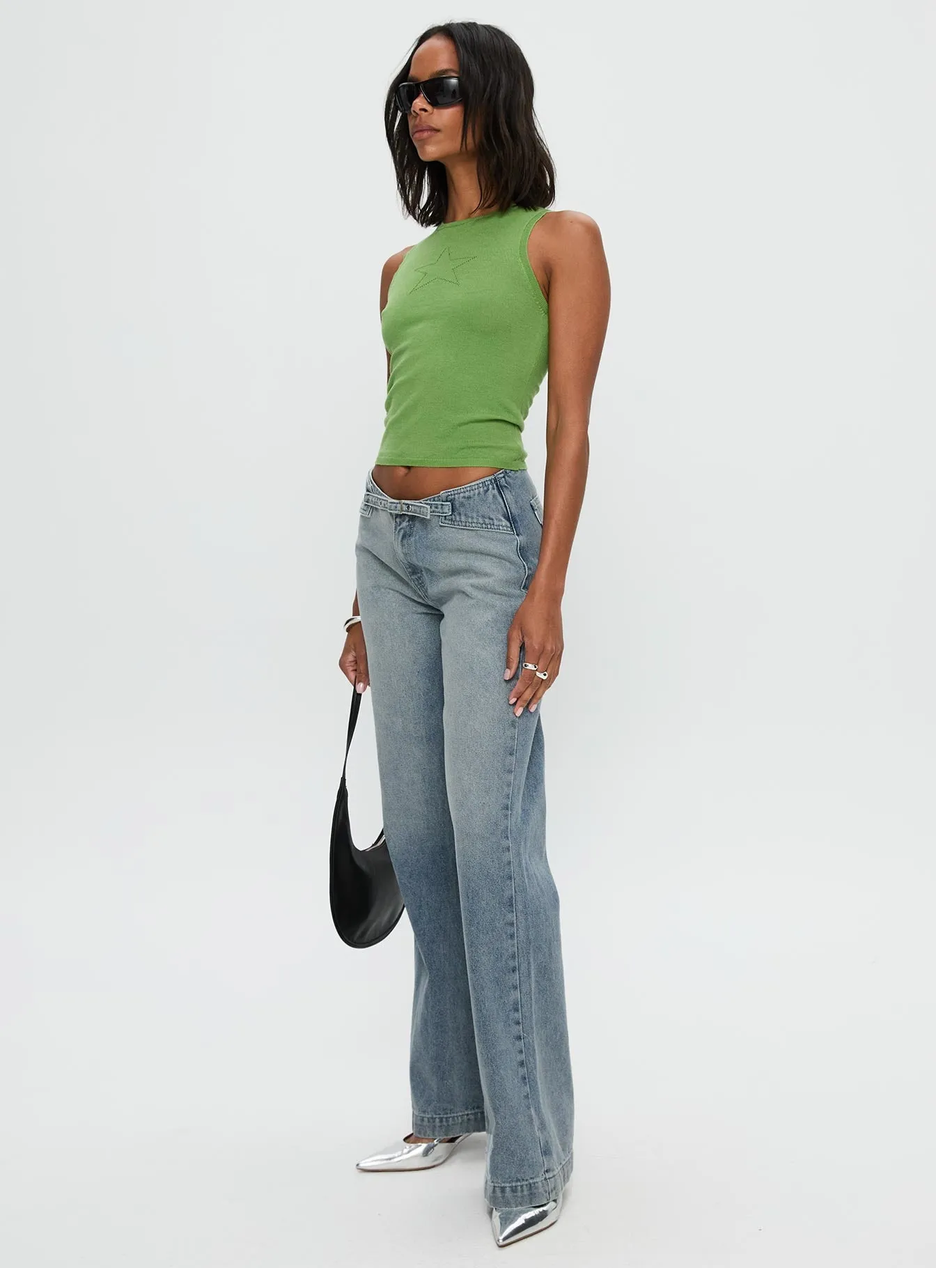 Slow Ride Mid Rise Bootleg Belted Jeans Light Blue sold by Princess Polly product image thumbnail 4