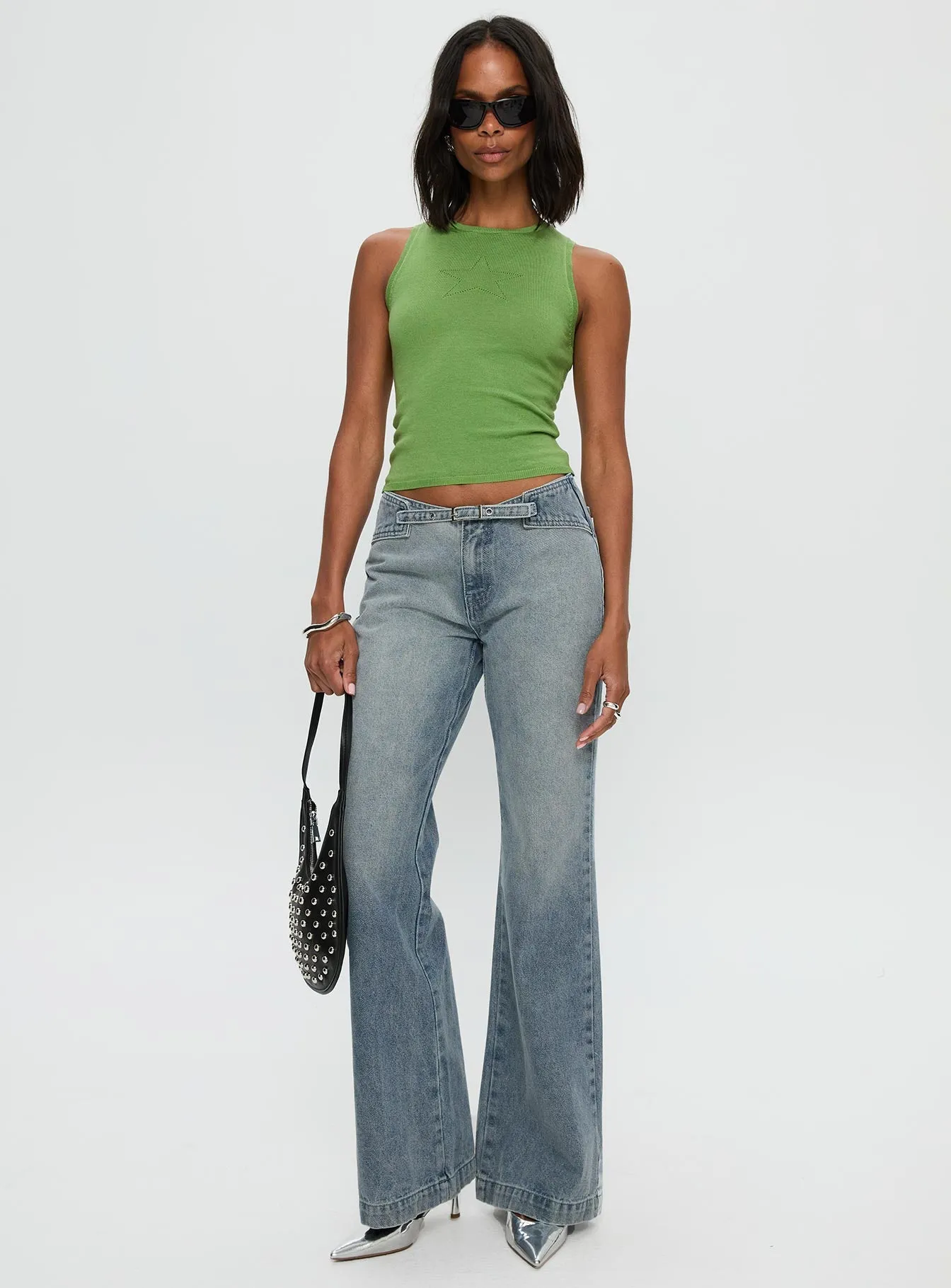 Slow Ride Mid Rise Bootleg Belted Jeans Light Blue sold by Princess Polly product image thumbnail 3