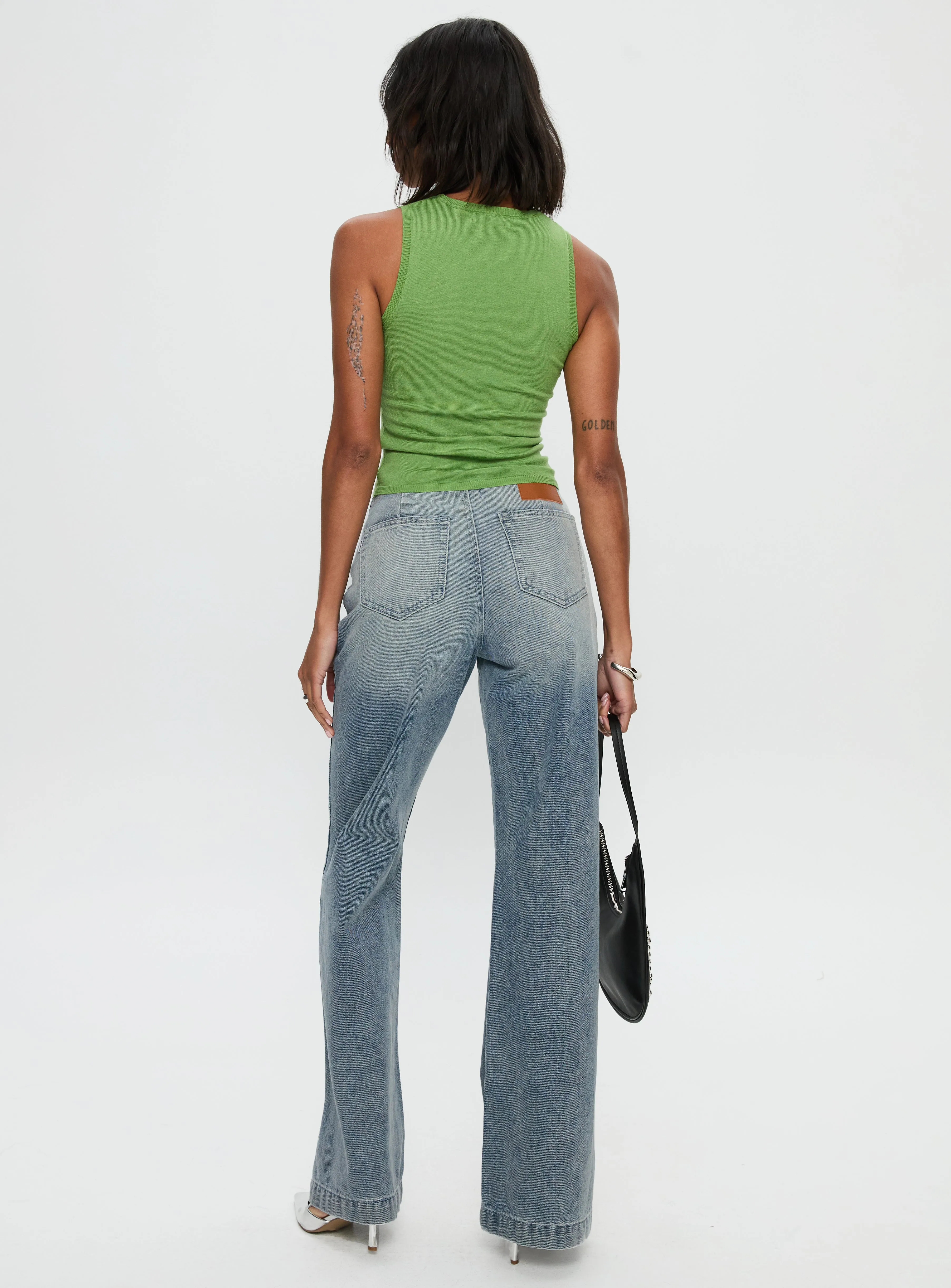 Slow Ride Mid Rise Bootleg Belted Jeans Light Blue sold by Princess Polly product image thumbnail 5