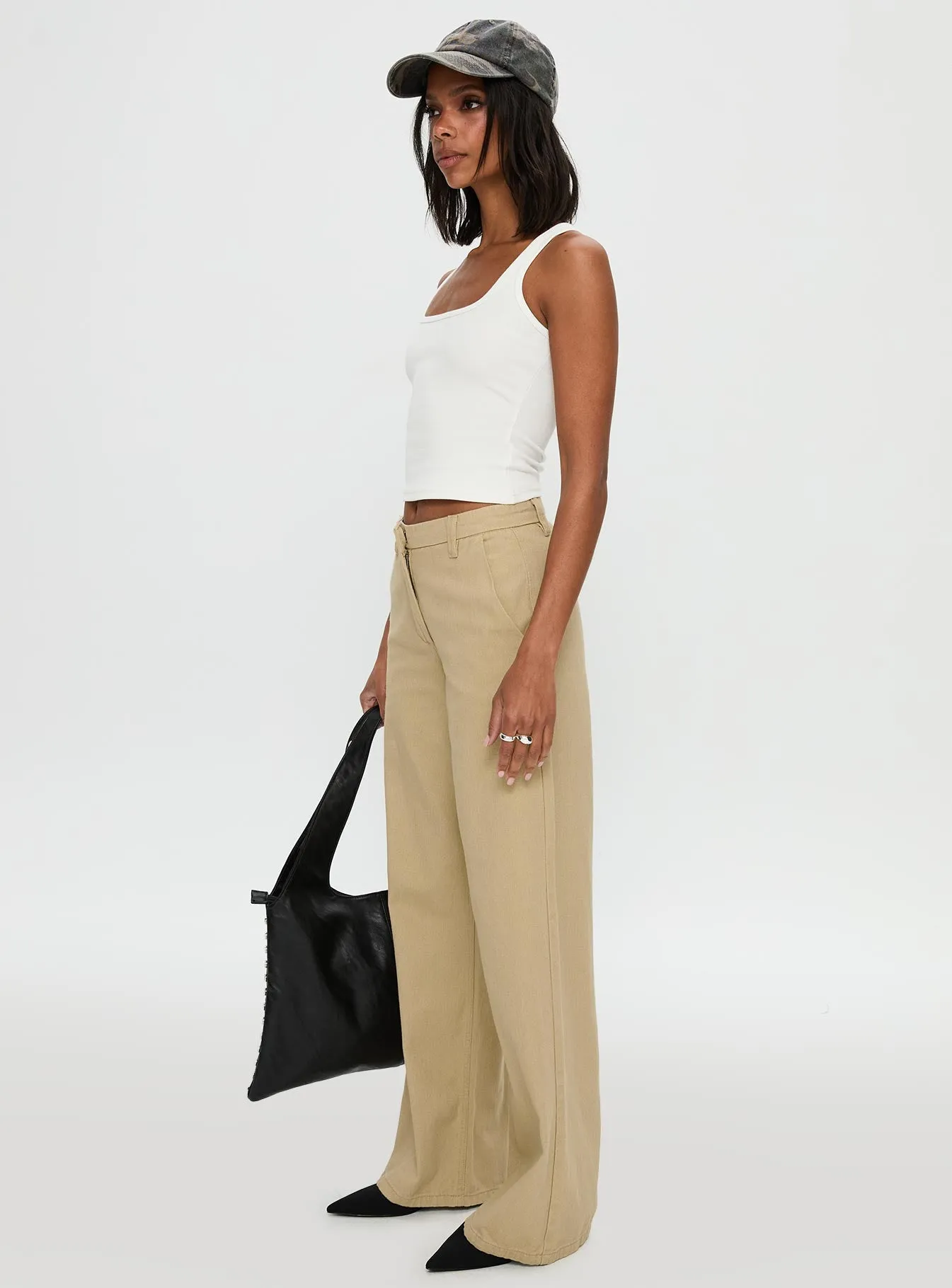 Latitude High Rise Wide Leg Pants Beige sold by Princess Polly product image thumbnail 4