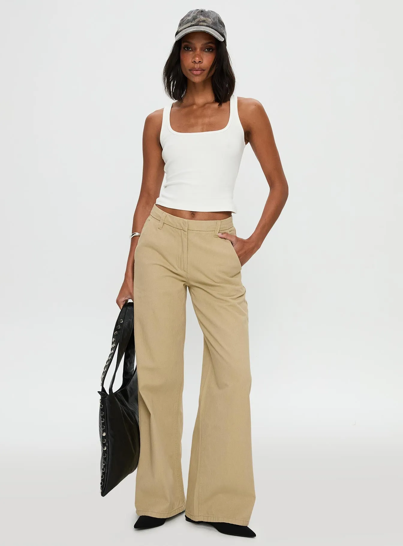 Latitude High Rise Wide Leg Pants Beige sold by Princess Polly product image thumbnail 3