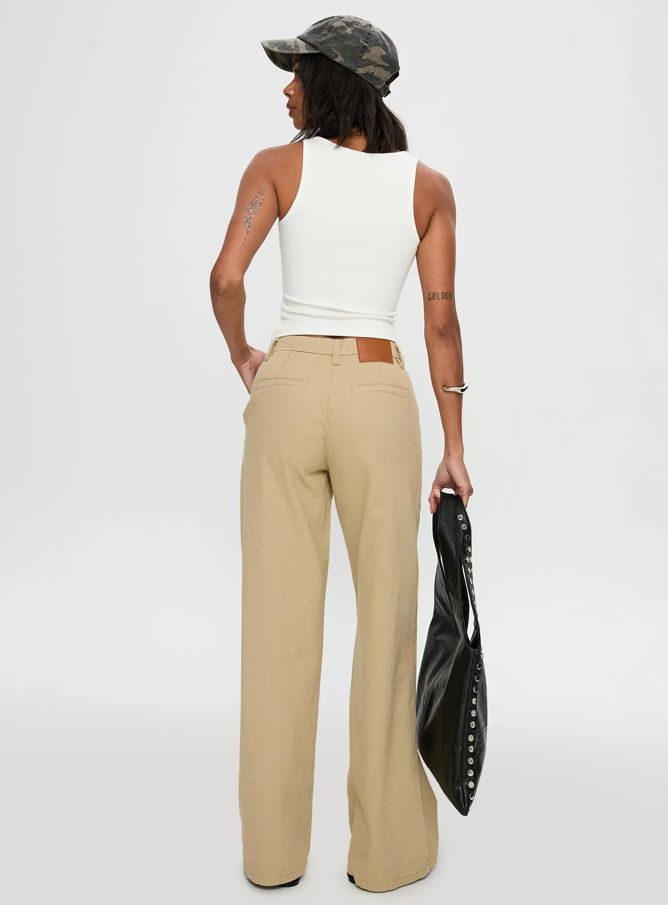 Latitude High Rise Wide Leg Pants Beige sold by Princess Polly product image thumbnail 5
