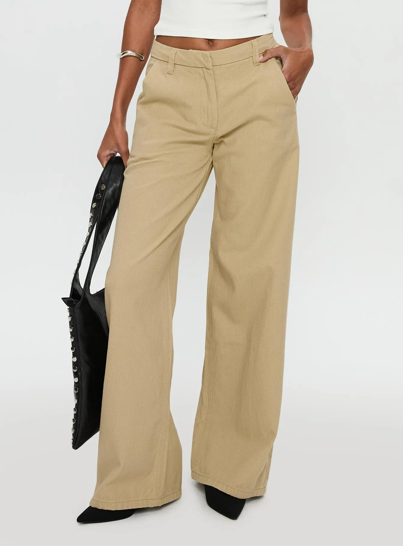 Latitude High Rise Wide Leg Pants Beige sold by Princess Polly product image thumbnail 2